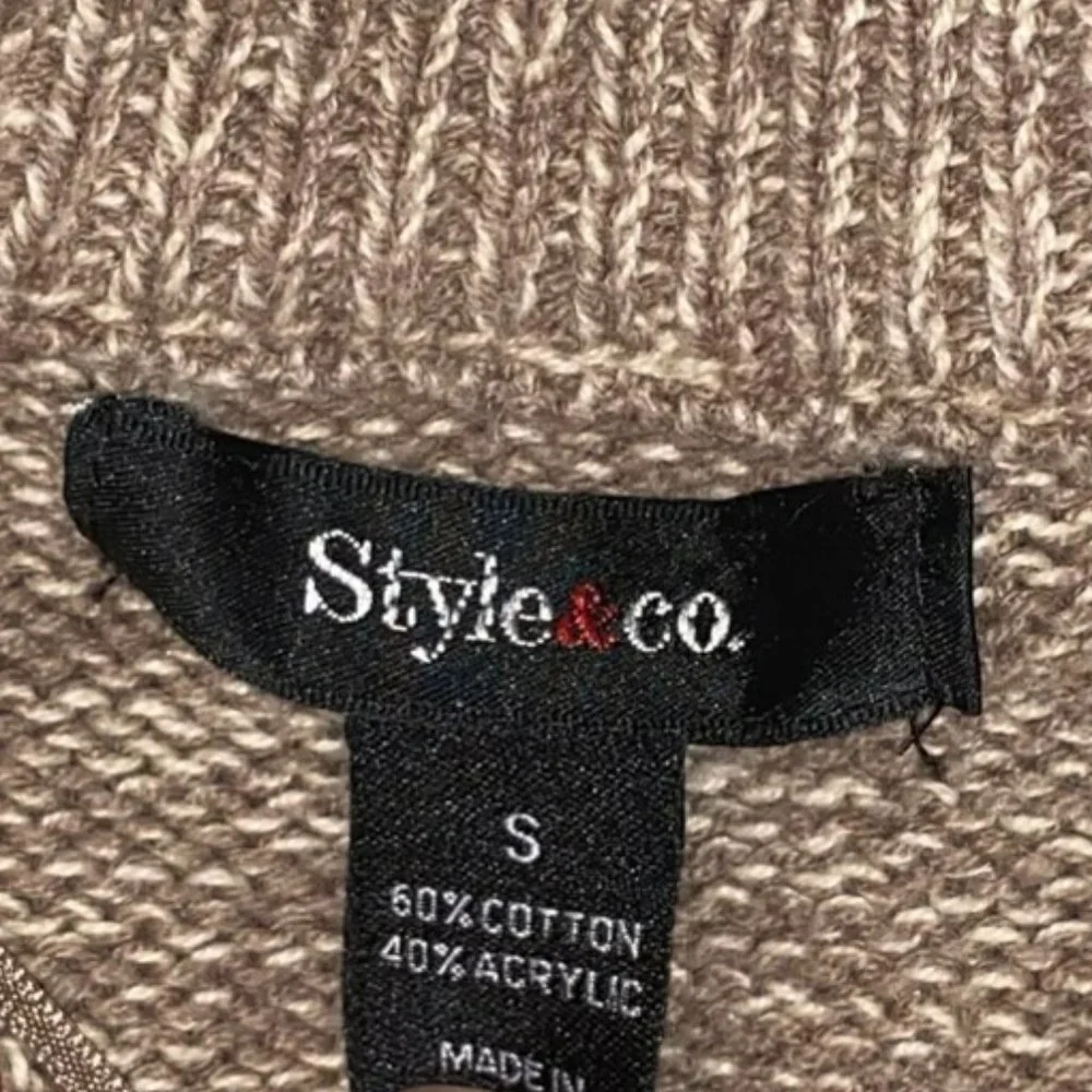 Style & Co Brown Cable Knit Sweater Cardigan Size Small - Picture 9 of 9